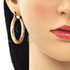 Argolla Mediana 02.213.0227.40 Oro Laminado, Diseño de Hueco, Diamantado, Tono Dorado