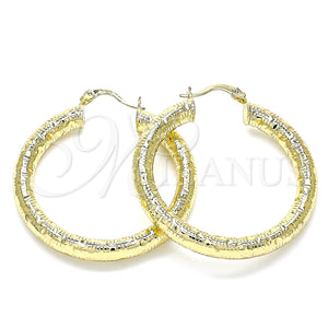 Argolla Mediana 02.213.0227.40 Oro Laminado, Diseño de Hueco, Diamantado, Tono Dorado