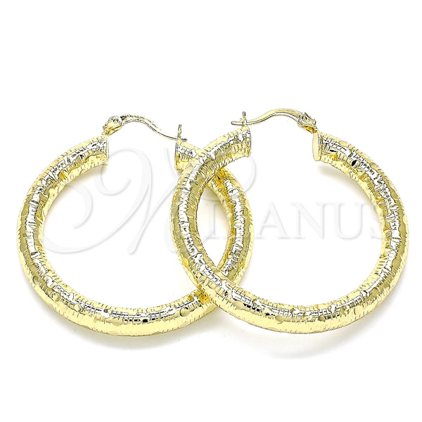 Argolla Mediana 02.213.0227.40 Oro Laminado, Diseño de Hueco, Diamantado, Tono Dorado