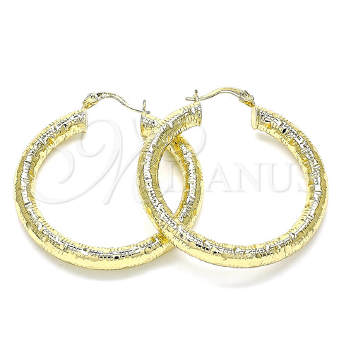 Argolla Mediana 02.213.0227.40 Oro Laminado, Diseño de Hueco, Diamantado, Tono Dorado
