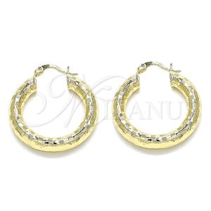 Argolla Mediana 02.213.0313.30 Oro Laminado, Diseño de Hueco, Diamantado, Tono Dorado