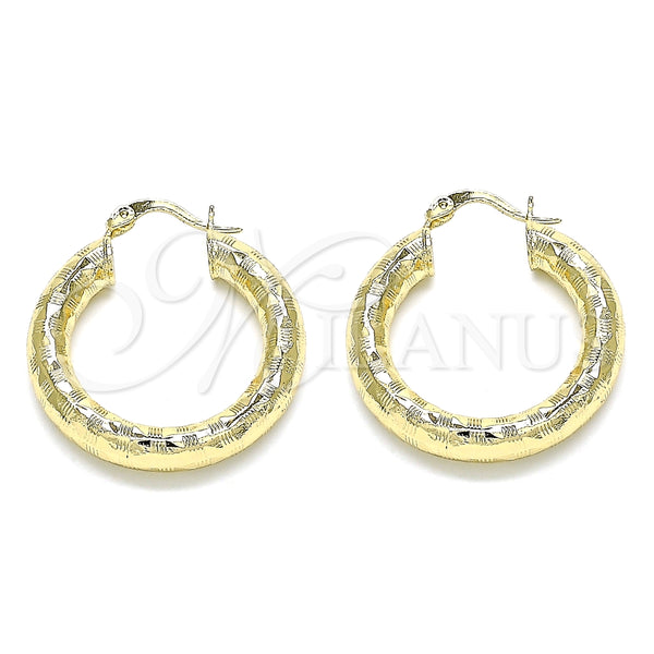Argolla Mediana 02.213.0313.30 Oro Laminado, Diseño de Hueco, Diamantado, Tono Dorado