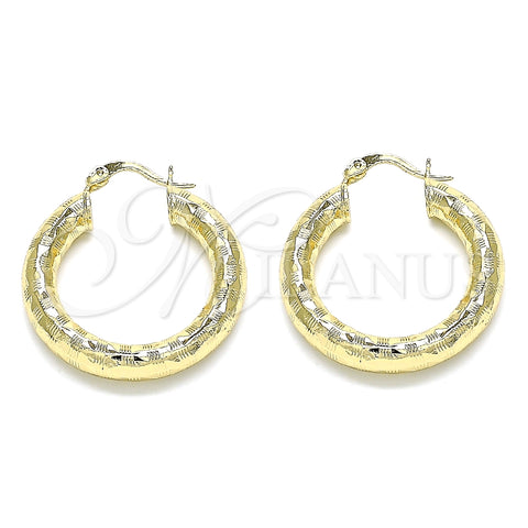 Argolla Mediana 02.213.0313.30 Oro Laminado, Diseño de Hueco, Diamantado, Tono Dorado
