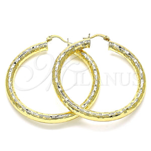 Argolla Grande 02.213.0313.50 Oro Laminado, Diseño de Hueco, Diamantado, Tono Dorado
