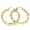 Argolla Grande 02.213.0313.50 Oro Laminado, Diseño de Hueco, Diamantado, Tono Dorado