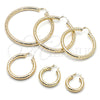 Argolla Grande 02.213.0313.50 Oro Laminado, Diseño de Hueco, Diamantado, Tono Dorado