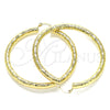 Argolla Grande 02.213.0313.60 Oro Laminado, Diseño de Hueco, Diamantado, Tono Dorado