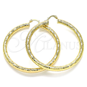 Argolla Grande 02.213.0313.60 Oro Laminado, Diseño de Hueco, Diamantado, Tono Dorado