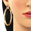Argolla Grande 02.213.0314.60 Oro Laminado, Diseño de Hueco, Diamantado, Tono Dorado
