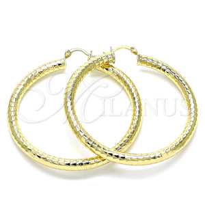 Argolla Grande 02.213.0314.60 Oro Laminado, Diseño de Hueco, Diamantado, Tono Dorado