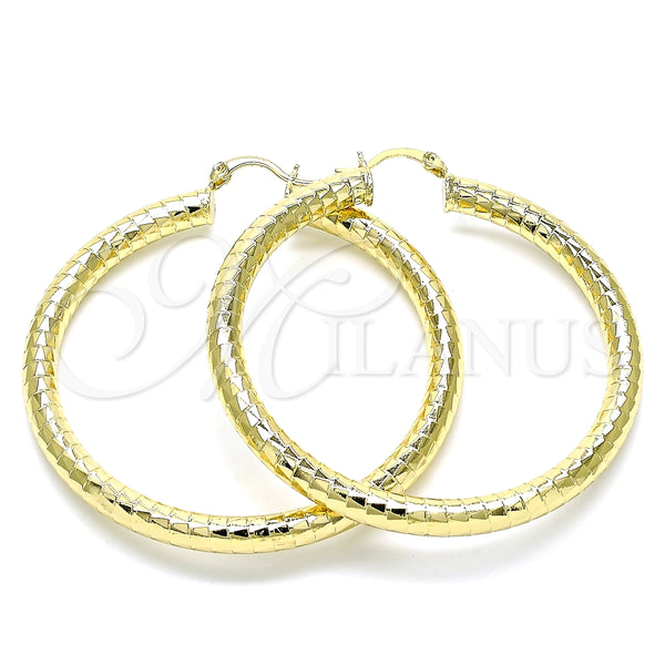 Argolla Grande 02.213.0314.60 Oro Laminado, Diseño de Hueco, Diamantado, Tono Dorado