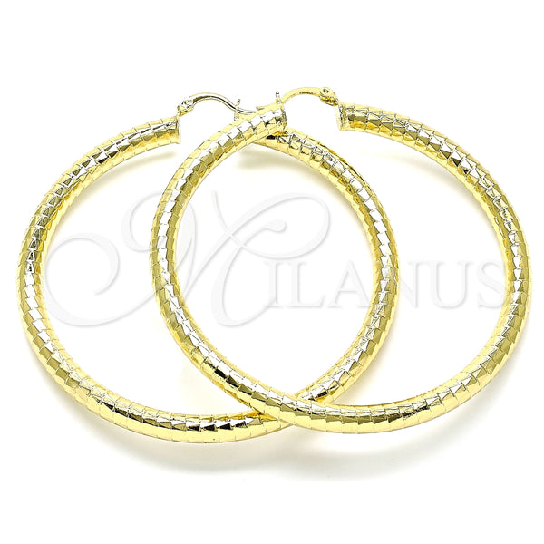 Argolla Extra Grande 02.213.0314.70 Oro Laminado, Diseño de Hueco, Diamantado, Tono Dorado