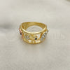 Anillo Multi Piedra 01.380.0001.1.07 Oro Laminado, Diseño de Elefante, con Blanca and Negro Cristal, Pulido, Tres Tonos (Size 7)