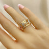 Anillo Multi Piedra 01.380.0001.1.08 Oro Laminado, Diseño de Elefante, con Blanca and Negro Cristal, Pulido, Tres Tonos (Size 8)
