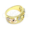 Anillo Multi Piedra 01.380.0001.1.08 Oro Laminado, Diseño de Elefante, con Blanca and Negro Cristal, Pulido, Tres Tonos (Size 8)