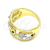 Anillo Multi Piedra 01.380.0001.1.09 Oro Laminado, Diseño de Elefante, con Blanca and Negro Cristal, Pulido, Tres Tonos (Size 9)