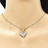 Juego de Arete y Dije de Adulto 10.380.0003 Oro Laminado, Diseño de Corazón, con Blanca Cristal, Pulido, Tono Dorado