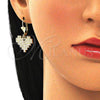 Juego de Arete y Dije de Adulto 10.380.0003 Oro Laminado, Diseño de Corazón, con Blanca Cristal, Pulido, Tono Dorado