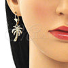 Juego de Arete y Dije de Adulto 10.380.0006 Oro Laminado, Diseño de Ãrbol, con Blanca Cristal, Pulido, Tono Dorado