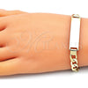 Pulsera con Placa 03.213.0131.08 Oro Laminado, Diseño de Cubana, Pulido, Tono Dorado (08 MM Thickness, 8 Inches Length)