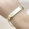 Pulsera con Placa 03.213.0131.08 Oro Laminado, Diseño de Cubana, Pulido, Tono Dorado (08 MM Thickness, 8 Inches Length)