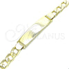 Pulsera con Placa 03.213.0131.08 Oro Laminado, Diseño de Cubana, Pulido, Tono Dorado (08 MM Thickness, 8 Inches Length)