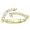 Pulsera con Placa 03.213.0131.08 Oro Laminado, Diseño de Cubana, Pulido, Tono Dorado (08 MM Thickness, 8 Inches Length)