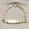 Pulsera con Placa 03.213.0131.08 Oro Laminado, Diseño de Cubana, Pulido, Tono Dorado (08 MM Thickness, 8 Inches Length)