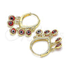 Argolla Huggie 02.63.2714.15 Oro Laminado, Diseño de Ojo Griego, Resinado Rojo, Tono Dorado