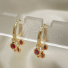 Argolla Huggie 02.63.2714.15 Oro Laminado, Diseño de Ojo Griego, Resinado Rojo, Tono Dorado