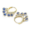 Argolla Huggie 02.63.2714.1.15 Oro Laminado, Diseño de Ojo Griego, Resinado Azul, Tono Dorado
