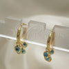 Argolla Huggie 02.63.2714.2.15 Oro Laminado, Diseño de Ojo Griego, Resinado Azul claro, Tono Dorado