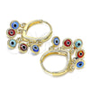 Argolla Huggie 02.63.2714.3.15 Oro Laminado, Diseño de Ojo Griego, Resinado Multicolor, Tono Dorado