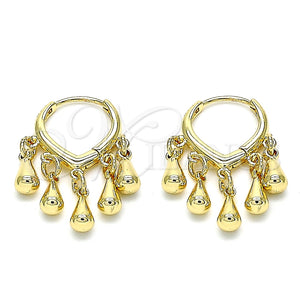 Argolla Huggie 02.63.2718.15 Oro Laminado, Diseño de Gota, Pulido, Tono Dorado