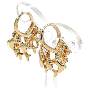 Argolla Huggie 02.63.2721.15 Oro Laminado, Diseño de Delfín, Pulido, Tono Dorado