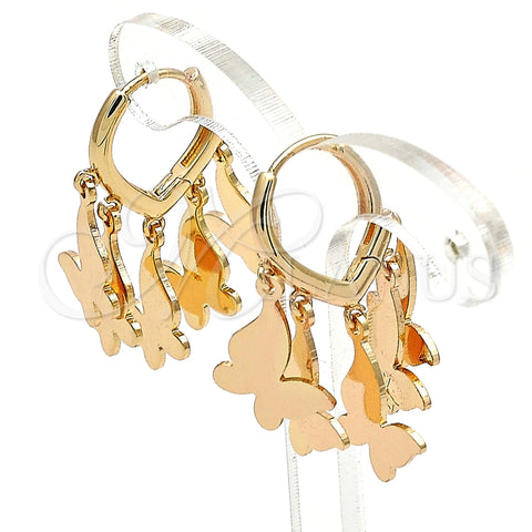 Argolla Huggie 02.63.2722.15 Oro Laminado, Diseño de Mariposa, Pulido, Tono Dorado