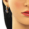 Argolla Huggie 02.63.2723.3.15 Oro Laminado, Diseño de Ojo Griego, Resinado Multicolor, Tono Dorado
