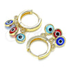 Argolla Huggie 02.63.2723.3.15 Oro Laminado, Diseño de Ojo Griego, Resinado Multicolor, Tono Dorado