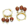 Argolla Huggie 02.63.2724.15 Oro Laminado, con Onix Negro Goldstone Venturina, Pulido, Tono Dorado