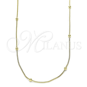 Gargantilla Basica 04.213.0245.18 Oro Laminado, Diseño de Box, Pulido, Tono Dorado (01 MM Thickness, 18 Inches Length)