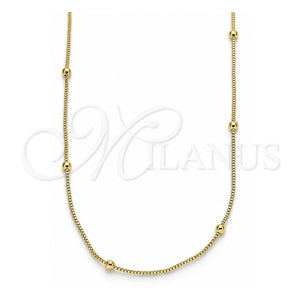 Gargantilla Basica 04.213.0245.18 Oro Laminado, Diseño de Box, Pulido, Tono Dorado (01 MM Thickness, 18 Inches Length)