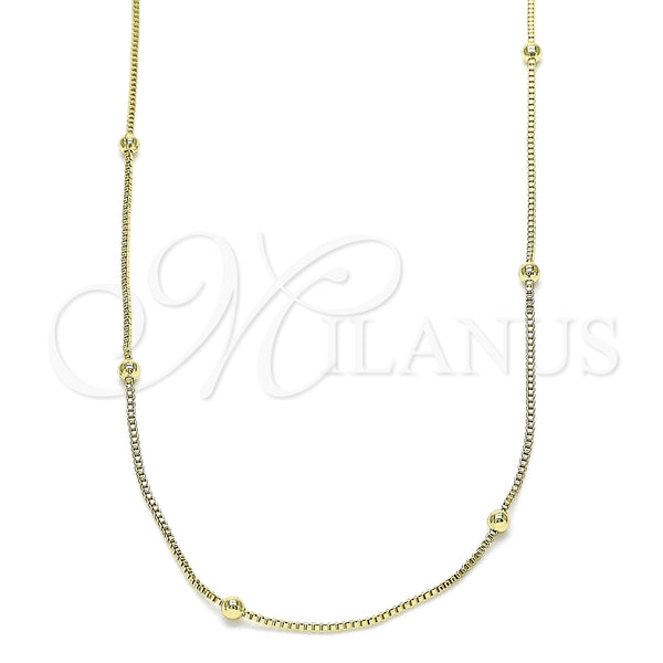 Gargantilla Basica 04.213.0245.18 Oro Laminado, Diseño de Box, Pulido, Tono Dorado (01 MM Thickness, 18 Inches Length)