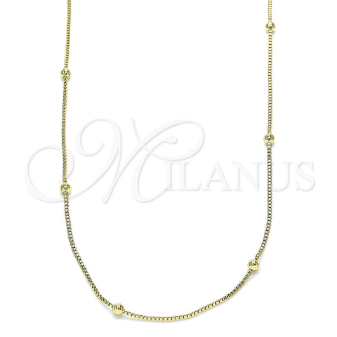 Gargantilla Basica 04.213.0245.18 Oro Laminado, Diseño de Box, Pulido, Tono Dorado (01 MM Thickness, 18 Inches Length)