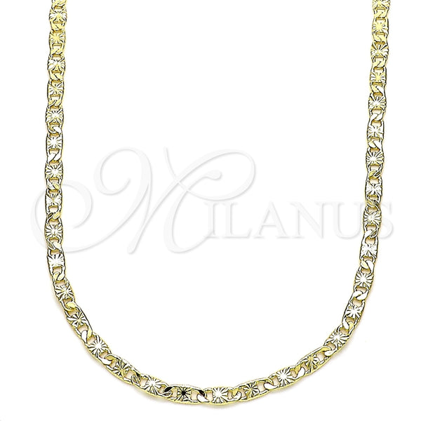 Gargantilla Basica 04.213.0243.18 Oro Laminado, Diseño de Mariner, Diamantado, Tono Dorado (03 MM Thickness, 18 Inches Length)