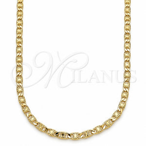 Gargantilla Basica 04.213.0243.18 Oro Laminado, Diseño de Mariner, Diamantado, Tono Dorado (03 MM Thickness, 18 Inches Length)