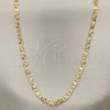 Gargantilla Basica 04.213.0247.22 Oro Laminado, Diseño de Mariner, Diamantado, Tono Dorado (Calibre 0.80, Grosor 04 MM, 22 Pulgadas de Largo)