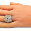 Anillo Multi Piedra 01.346.0013.08 Oro Laminado, con Blanca Micro Pave, Pulido, Tono Dorado (Size 8)