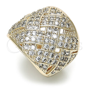 Anillo Multi Piedra 01.346.0013.08 Oro Laminado, con Blanca Micro Pave, Pulido, Tono Dorado (Size 8)