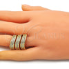 Anillo Multi Piedra 01.346.0016.07 Oro Laminado, con Blanca Micro Pave, Pulido, Tono Dorado (Size 7)