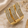 Anillo Multi Piedra 01.346.0016.09 Oro Laminado, con Micro Pave Blanca, Pulido, Tono Dorado (Tamaño 9)